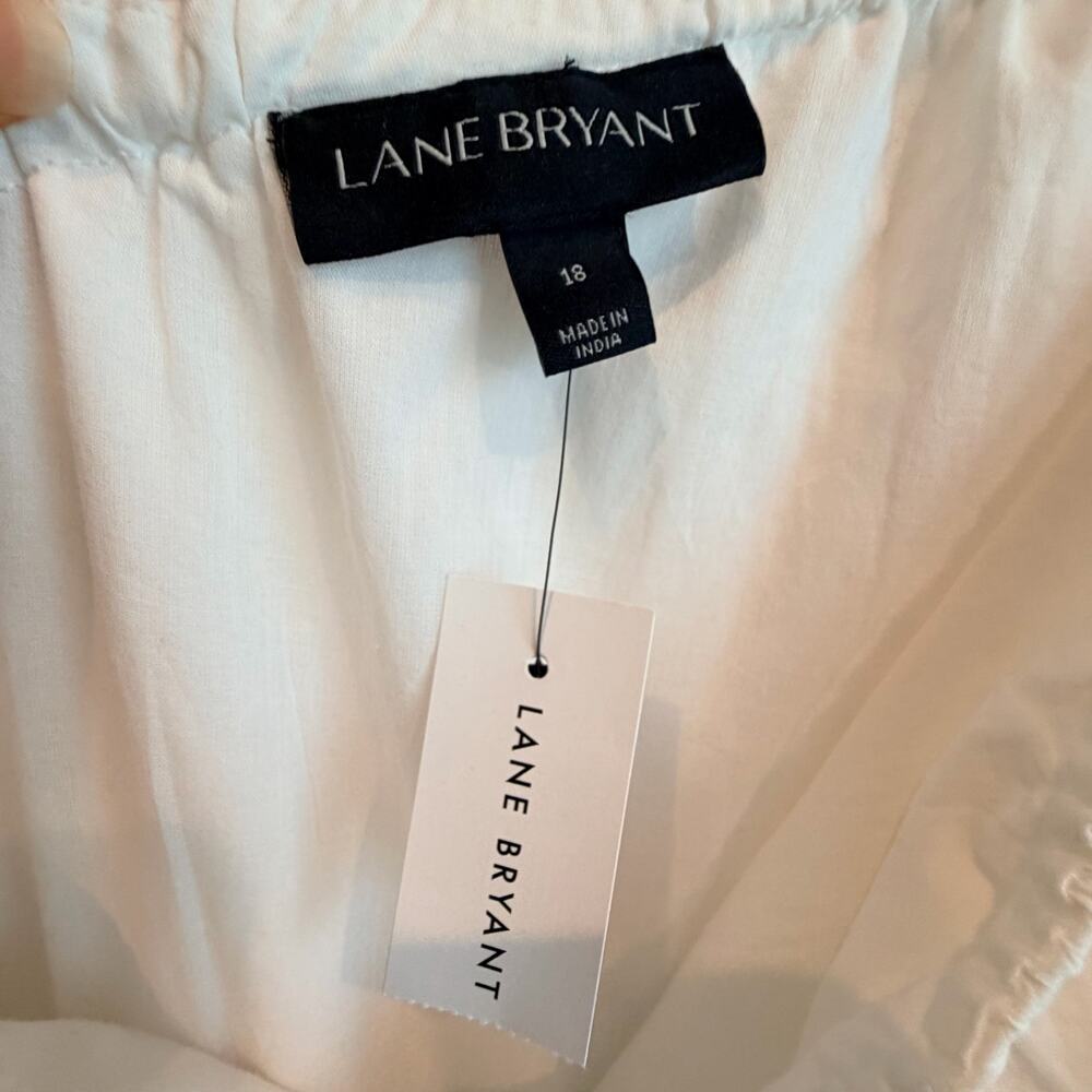 NEW Lane Bryant One Shoulder Ruffle Maxi Dress White Cotton Ribbon Accents 18 - Picture 8 of 9